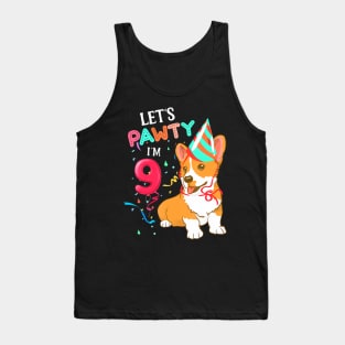 9Th Birthday 9 Years Old Lets Pawty Im 9 Tank Top